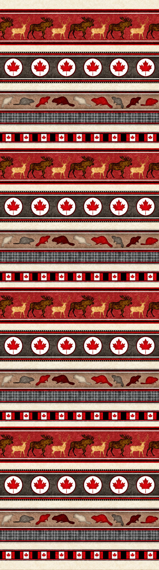The Great White North 28742-E Animal and Leaf Stripe by Dan Morris for Quilting Treasures