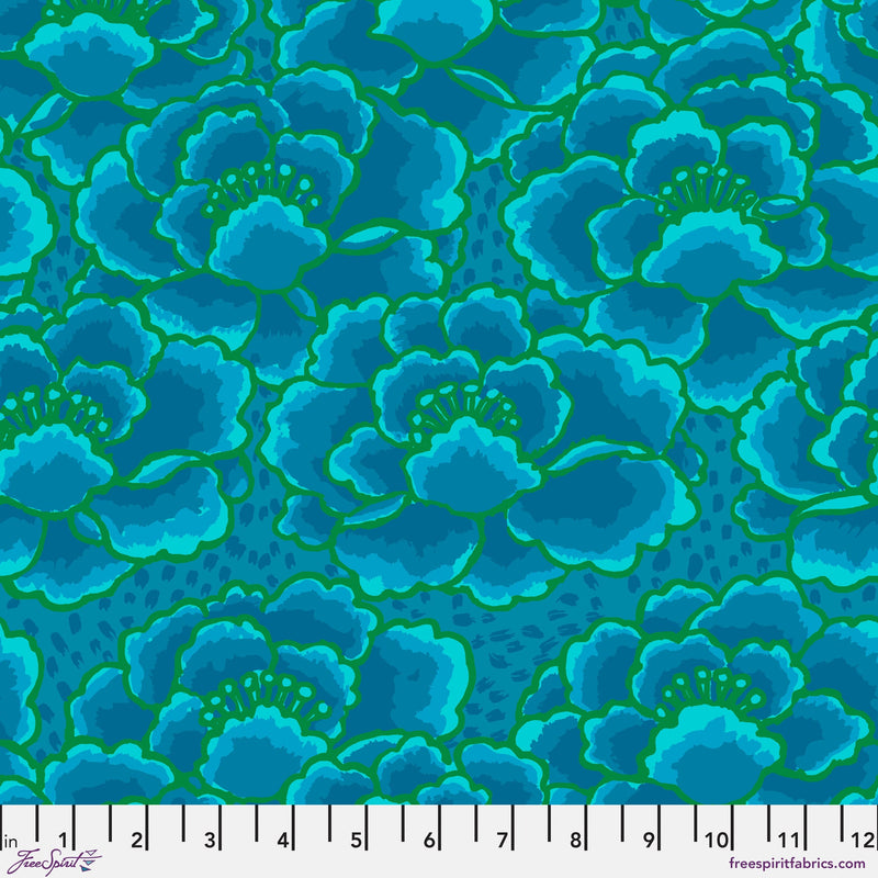 Tonal Floral PWGP197.TURQUOISE by Kaffe Fassett for Free Spirit