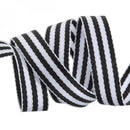Tula Pink Striped Nylon 1" Webbing - Black and White