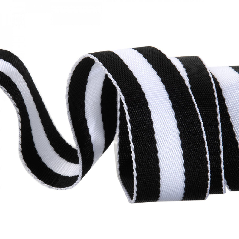 Tula Pink Striped Nylon Webbing - Black and White