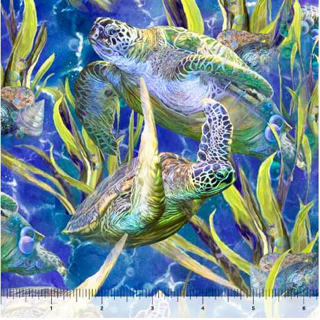 Turtle Odyssey 29433-Y Sea Turtles by Carol Cavalaris for Quilting Treasures