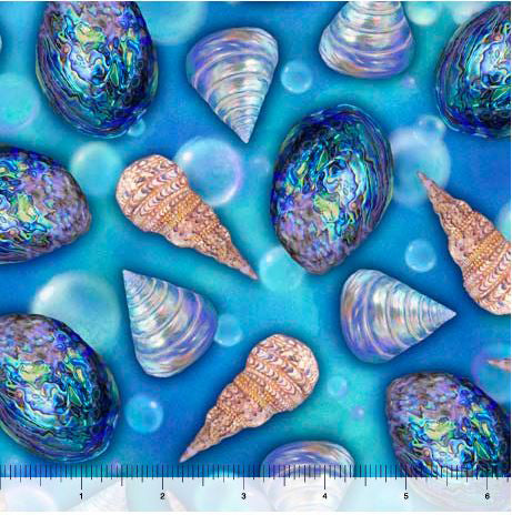 Turtle Odyssey 29434-B Seashells by Carol Cavalaris for Quilting Treasures