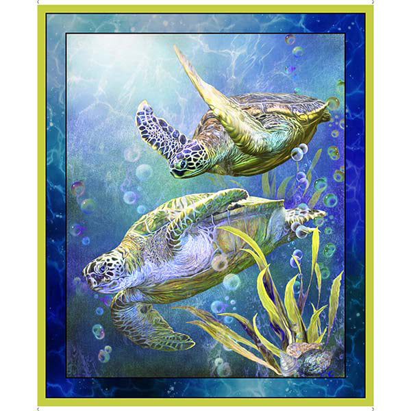Turtle Odyssey Panel 29431-Y Sea Turtle Panel by Carol Cavalaris for Quilting Treasures