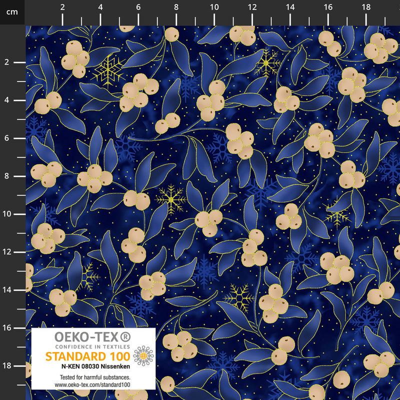 Twinkle 4590-004 Dk. Blue Mistletoe by Stof Fabrics