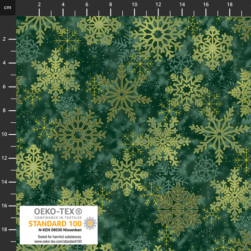 Twinkle 4590-018 Dk. Green Snowflakes by Stof Fabrics