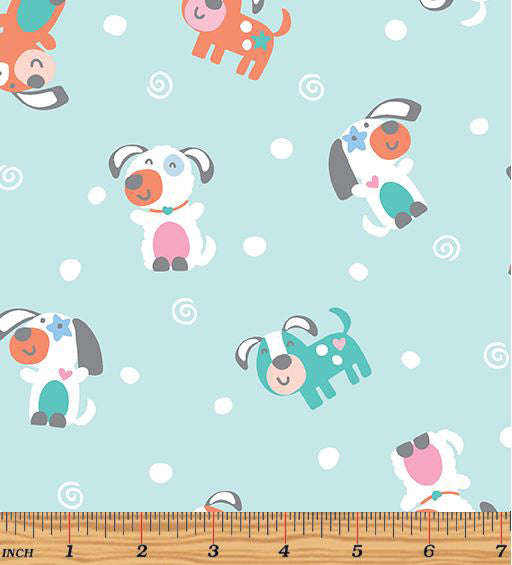 Twinkle Comfort Flannel 12883F-80 Puppy Love Flannel Aqua by Kanvas Studio for Benartex