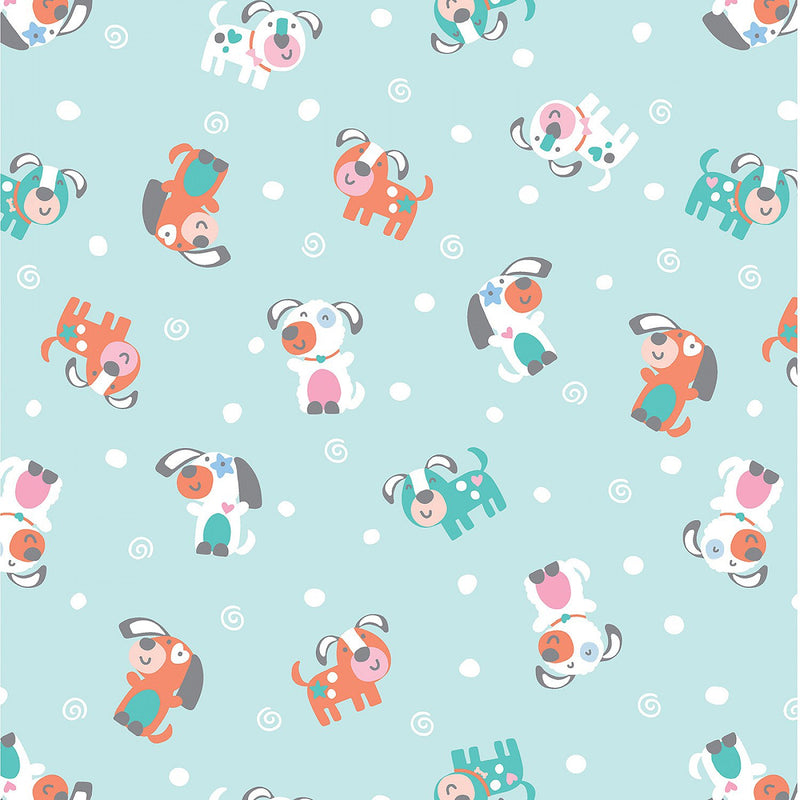 Twinkle Comfort Flannel 12883F-80 Puppy Love Flannel Aqua by Kanvas Studio for Benartex