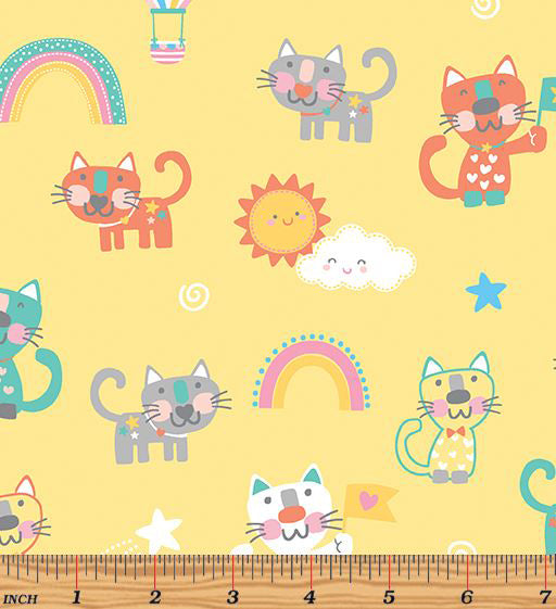 Twinkle Comfort Flannel 12884F-33 The Cat's Meow Flannel Yellow by Kanvas Studio for Benartex