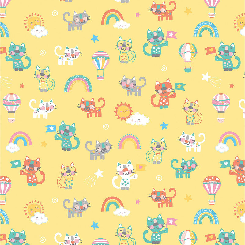 Twinkle Comfort Flannel 12884F-33 The Cat's Meow Flannel Yellow by Kanvas Studio for Benartex