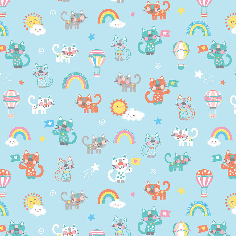 Twinkle Comfort Flannel 12884F-53 The Cat's Meow Flannel Sky Blue by Kanvas Studio for Benartex