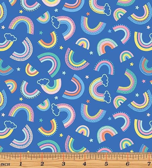 Twinkle Comfort Flannel 12886F-54 Dreamy Rainbows Flannel Royal Blue by Kanvas Studio for Benartex