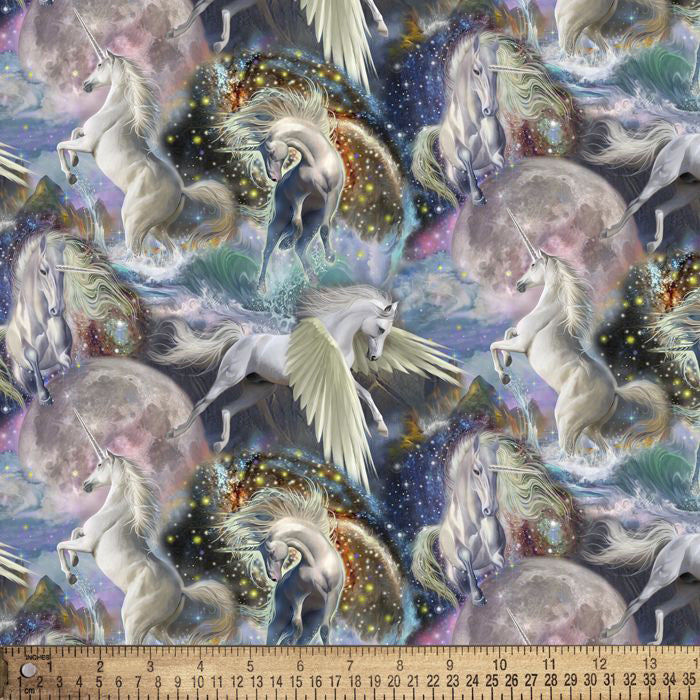 Unicorns & Pegasus AL-5746-2C-1 Multi by John Enright for David Textiles