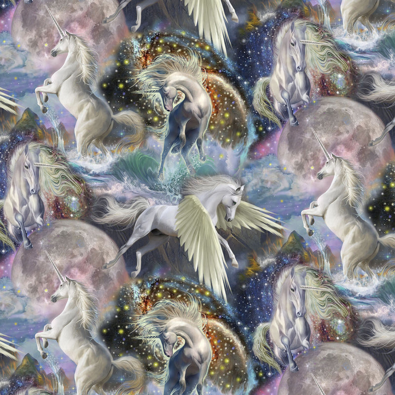 Unicorns & Pegasus AL-5746-2C-1 Multi by John Enright for David Textiles