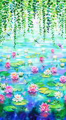 Wading with Water Lilies U5057-735 Water Lily by Hoffman Fabrics