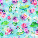 Wading with Water Lilies U5058-462 Dewdrop by Hoffman Fabrics