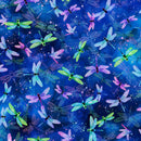 Wading with Water Lilies U5059-230 Sapphire by Hoffman Fabrics