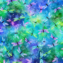Wading with Water Lilies U5059-324 Dragonfly by Hoffman Fabrics