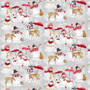 Welcome Winter 9704-90 Gray Snowman and Animal Allover by Barb Tourtillote for Henry Glass