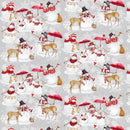 Welcome Winter 9704-90 Gray Snowman and Animal Allover by Barb Tourtillote for Henry Glass