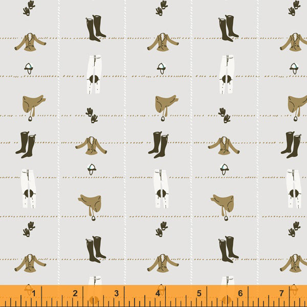 West Hill 52878-15 Grey Riding Gear by Heather Ross for Windham Fabrics
