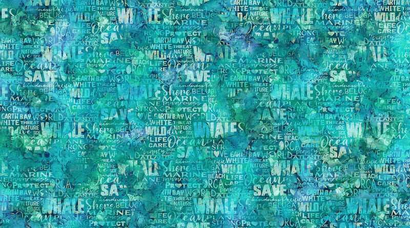 Whale Song DP24985-64 Words Teal by Deborah Edwards and Melanie Samra for Northcott