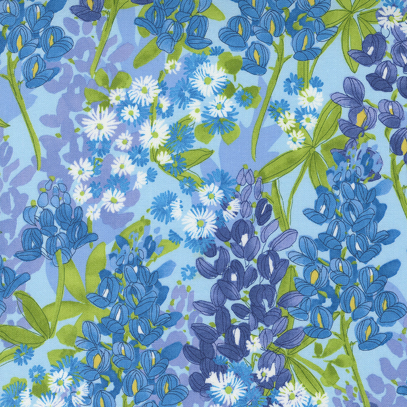 Wild Blossoms 48732-23 Mist Bluebonnets by Robin Pickens for Moda