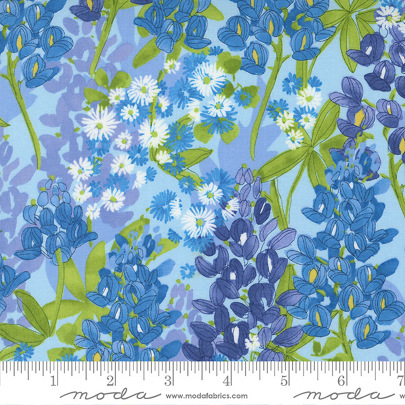 Wild Blossoms 48732-23 Mist Bluebonnets by Robin Pickens for Moda