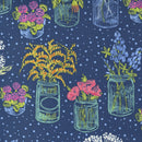 Wild Blossoms 48734-25 Navy Canning Jars by Robin Pickens for Moda