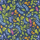Wild Blossoms 48736-25 Navy Leafy World by Robin Pickens for Moda