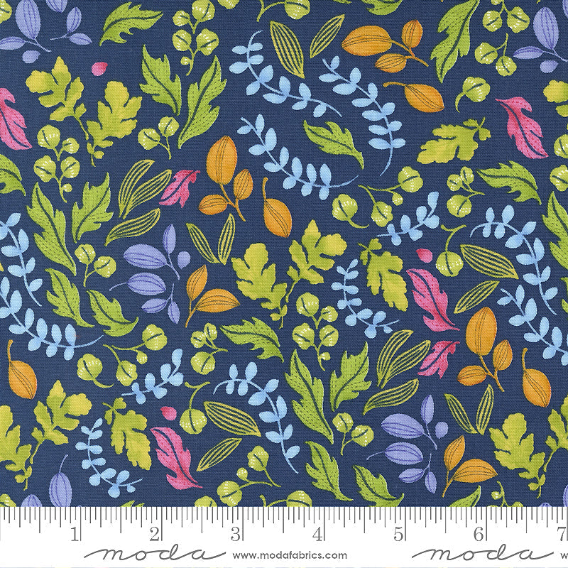 Wild Blossoms 48736-25 Navy Leafy World by Robin Pickens for Moda