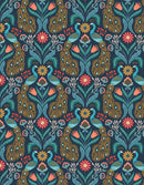 Wintertide A582.3 Peacock on dark blue with copper metallic by Lewis & Irene