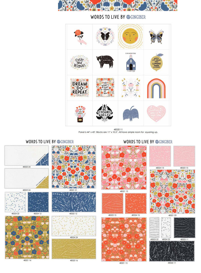 Words to Live By Fat Quarter Bundle 48320AB by Gingiber for Moda