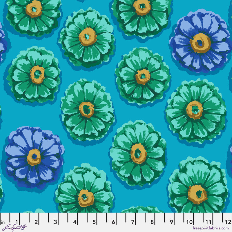 Zinnia PWGP031.BLUE by Kaffe Fassett for Free Spirit